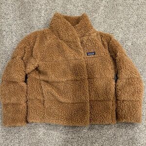 Patagonia Womens Recycled High Pile Fleece Down Jacket - Bearfoot Tan -Small-EUC